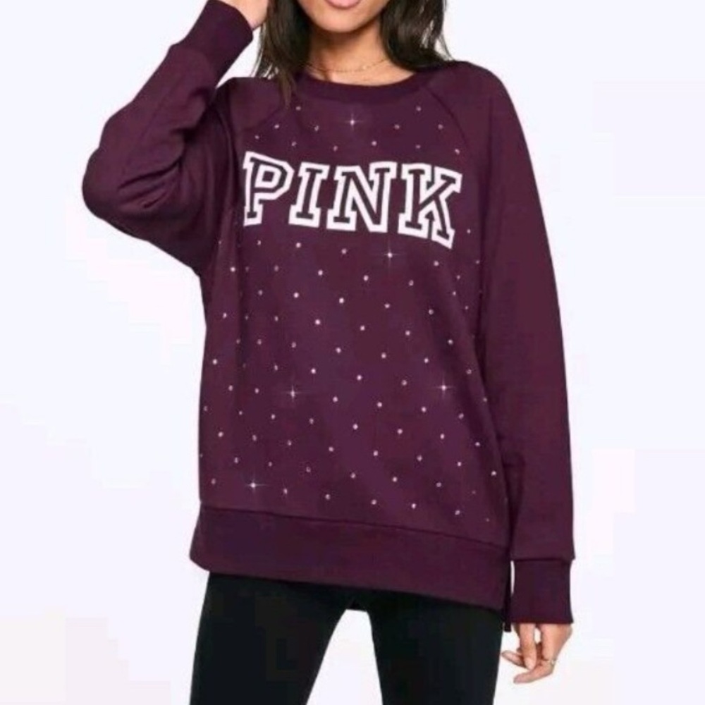 PINK Victoria’s Secret maroon bedazzled crewneck sweatshirt